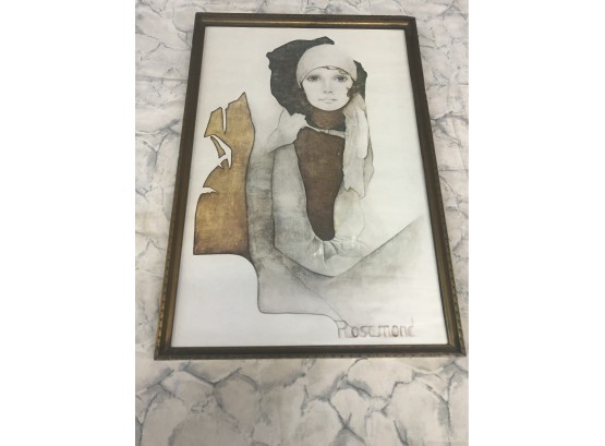 Vintage Christine Rosemond Framed LithoGraph 1970 Approx 22x30 Sells On Ebay For $150+