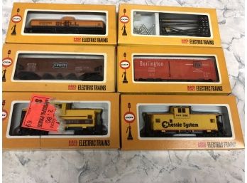 Lot Of 6 COX HO Scale Rolling Stock Trains & Accessories - 2 Cabooses - Shell Tank Car - Frisco Hopper & More