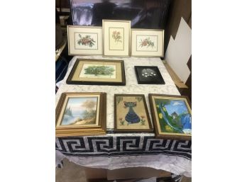 Lot Of Vintage 1930s-1970s Fine Art Most Signed Framed Wall Art Prints And Pictures