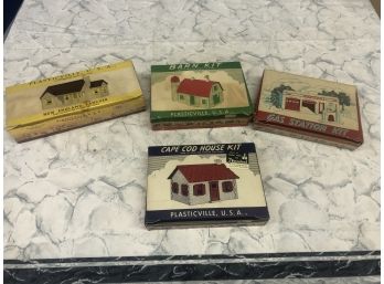 Lot Of 4 Vintage 1950s HO Scale Plasticville Kits In Original Boxes Look Complete See Pics
