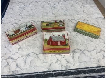 Lot Of Vintage 1950s-1970s Plasticville HO Train Buildings In Original Boxes Look Complete See Pics