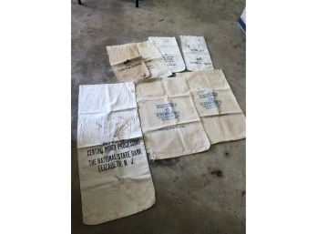 Lot Of 1950s-1970s Bank NY/NJ Noted Money Bags Largest Bag Over 3' Long All Good Usable Condition