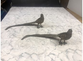 Beautiful Pair Of 14' Long Cast Iron Peacocks Circa 1900s-1930s In Very Fine Condition