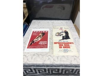 Pair Of Foreign Movie Posters - Al Pacino SEA OF LOVE - Virna Lissi Impossible Love Approx 13' X 28'