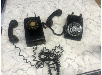 Lot Of 2 Vintage 1960s Rotary Dial Telephones One Wall One Desktop In Very Nice Condition