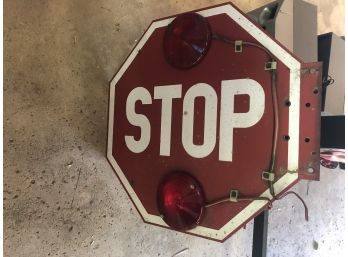 1950s-60s School Bus Side Stop Sign In Nice Displayable Condition Approx 20'