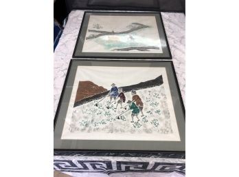 Pair Of Framed Prints Early Farming In Black Frames Nicely Done 20'