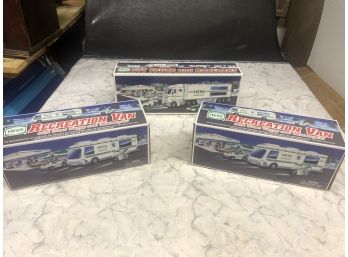 Lot Of 3 NOS Vintage HESS Collectible Vehicles - Toy Truck And Race Cars - Recreation Van