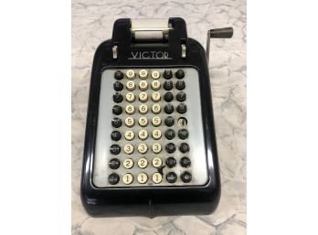 VINTAGE VICTOR Hand-Crank ADDING MACHINE Antique Adding Machine