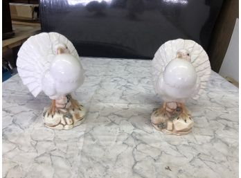 Vintage Pair Of NORA FENTON 52/105 ITALIAN Ceramic Signed And Numbered Decorative Turkeys  Approx 12' Tall