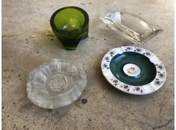 Lot Of Vintage 1960s Ashtrays - Very Thick Heavy Some Colored