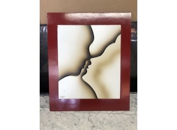 Interesting  Signed 'david'Eclectic Work Of Art Appears To Be Cut Wooden Lovers Kissing Artwork Approx 22'