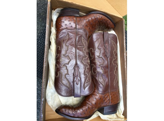Incredible T.o. Stanley Cowboy Boots - Leather / Ostrich - I THINK Size 11 - Beautiful Boots