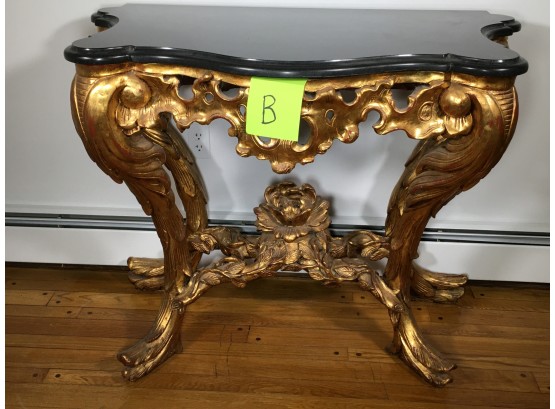 Stunning Large Vintage Gold Rococo Console Table With Marble Top - LARGE PIECE - Paid $9,995 - ( B )