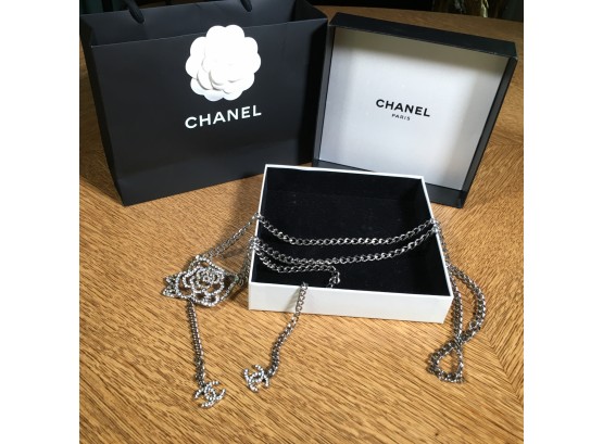 Stunning Authentic CHANEL Rhinestone Belt / Necklace - Floral Design With Original Box & Bag FANTASTIC !