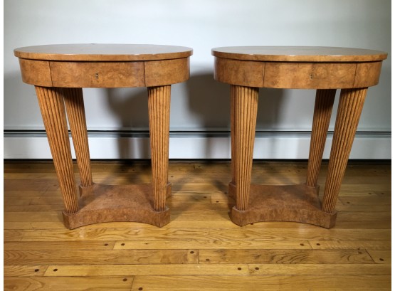 Fabulous Pair Custom Made Biedermeier - Oval Tables With Fluted / Tapering Legs INCREDIBLE PAIR !
