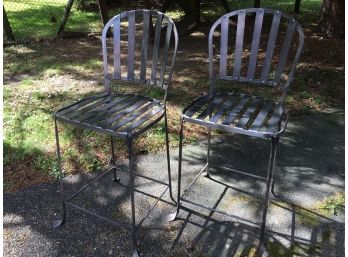 Fabulous Pair Of Hand Made Metal Tall Chairs / Kitchen - Bar Stools VERY High Quality