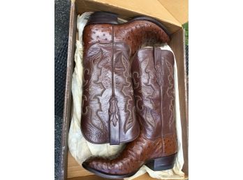 Incredible T.o. Stanley Cowboy Boots - Leather / Ostrich - I THINK Size 11 - Beautiful Boots