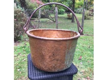 Fantastic VERY LARGE Antique Copper / Iron Apple Butter Bucket - GREAT OLD PIECE ! - Amazing Patina
