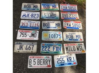 Group Lot Of Seventeen (17) License Plates - Vanity Plates & More - GREAT Lot  - KY IL OH WI
