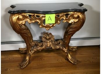 Stunning Large Vintage Gold Rococo Console Table With Marble Top - LARGE PIECE - Paid $9,995 - ( A )