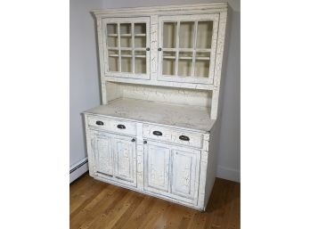 Great Custom Made Country Cupboard With Very Nice Crackle Paint Finish ( Two Pieces ) GREAT PIECE !