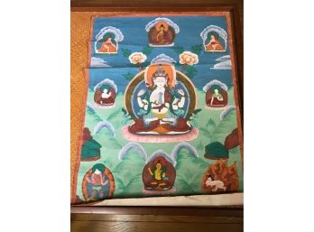 Wonderful Vintage Painting On Canvas From Tibet - Highly Detailed - VERY Well Done ( Unframed )
