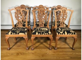 Incredible Antique Carved Oak Chippendale Style Chairs HIGHLY CARVED - Top Quality - Amazing Carvings