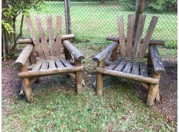 Vintage Pair Adirondack / Twig Chairs - Great Pair - Nice Weathered Patina - Great Surface !