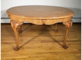 Large Vintage French Oak Oval Table With Carved Apron & Legs / Ball & Claw Feet WOW !
