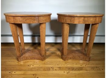 Fabulous Pair Custom Made Biedermeier - Oval Tables With Fluted / Tapering Legs INCREDIBLE PAIR !