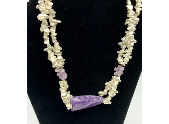 Amethyst And Shell Necklace