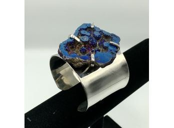 Druzzy Cuff  Bracelet With Blue Stone