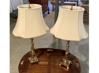 Pair Vintage Solid  Brass Lamps