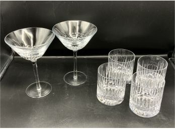 4 Beautiful Miller Rogaska Crystal Glasses & Pair Martini Glasses