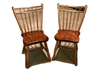 Pair Antique Spindle Back Side Chairs