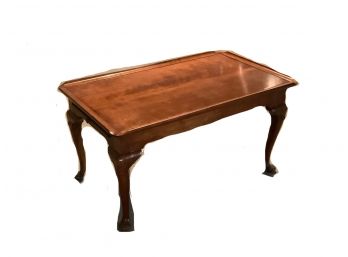 Antique Queen Anne Walnut Coffee Table With Pull Out Candle Slides And Dish Top Cira 1940