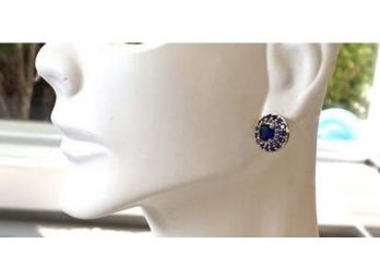 Solid .925 Sterling Silver, 3.0ctw Sapphire Earrings