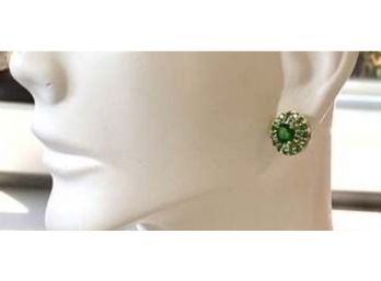 Solid .925 Sterling Silver, 3.0ctw Emerald Earrings