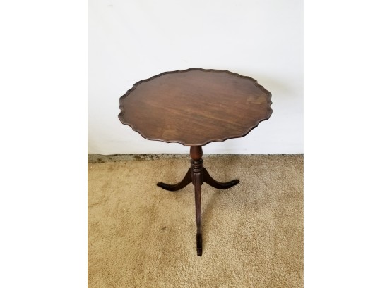 Vintage Mahogany Pie Crust Queen Anne Style Tilt Tea Table With Brass Paw Caps
