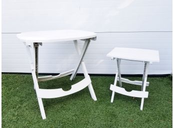 Two Quik-Fold Outdoor Patio Side Tables