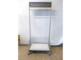 Heavy Duty Fitting Room Clothing Rack With Basket & Wheels