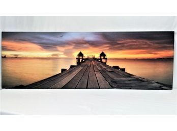 Stretched Canvas Print 'sunset Over Wooden Sea Pier' Wall Art