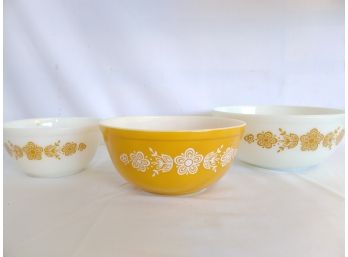 3 1970s Butterfly Gold Mixing Bowls