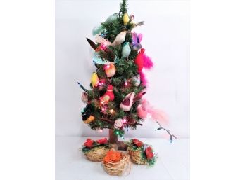 36 Vintage Cotton Birds Christmas Ornaments With Real Feathers