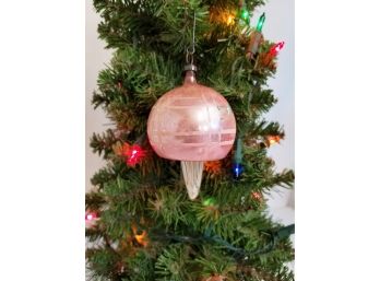 Rare Vintage Mercury Glass Pink Balloon Mushroom Stem Ornament