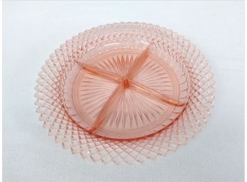 Vintage 1950's  Miss America Pink Depression Glass 4 Part Divided Relish Dish