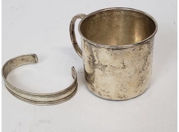 Sterling Silver Cup And Bracelet 59.0dwt