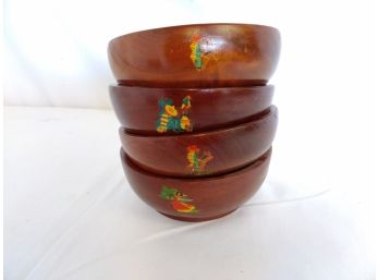 4 Vintage Wooden Bowls