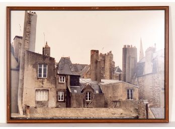 Signed Framed Photograph Of European City Rooftops